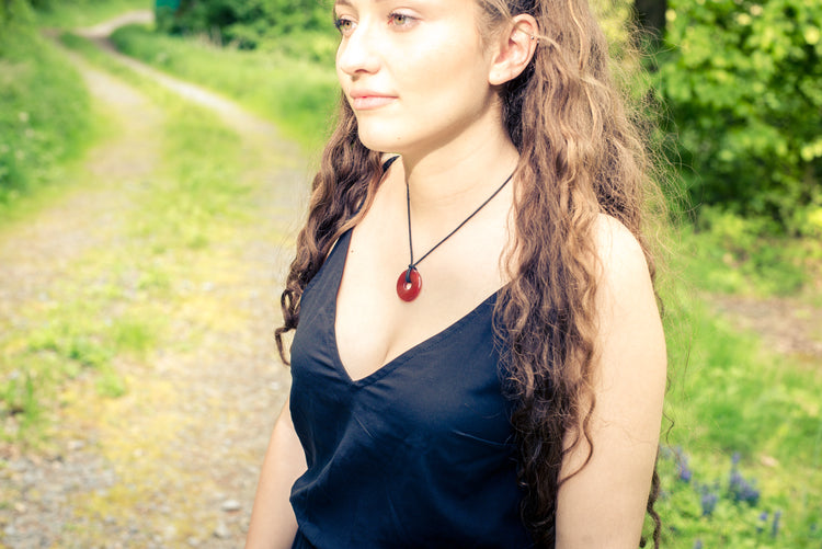 Carnelian donut | 30 mm pendant + cotton cord