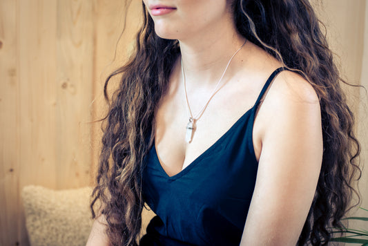 Rock crystal | Double point, set | Silver-colored eyelet