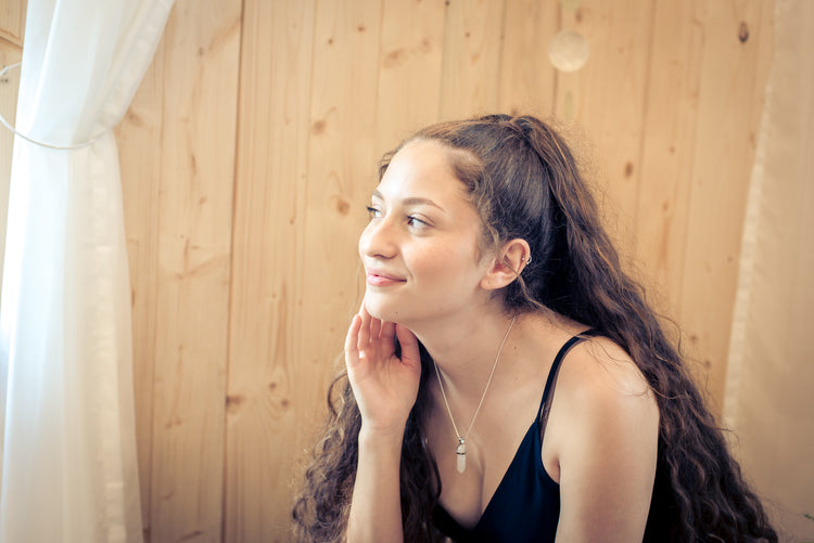 Rock crystal | Double point, set | Silver-colored eyelet