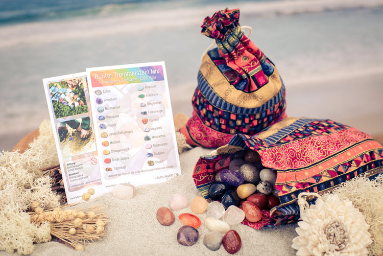 Colorful tumbled stone mix | With colorful bag | Size M