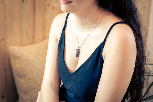 Lapis lazuli | double lace, set | silver-colored eyelet