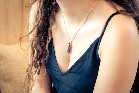 Fluorite | Double point, set | silver-colored eyelet