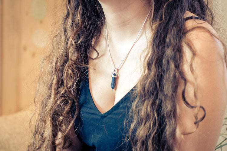 Dumortierite | Double point, set | silver-colored eyelet