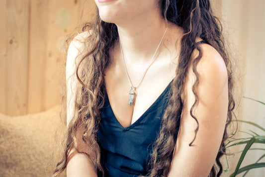 Tourmaline quartz | double point, set | silver-colored eyelet