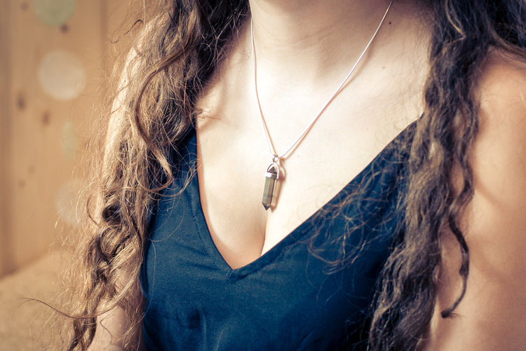 Smoky quartz | Double point, set | Silver-colored eyelet