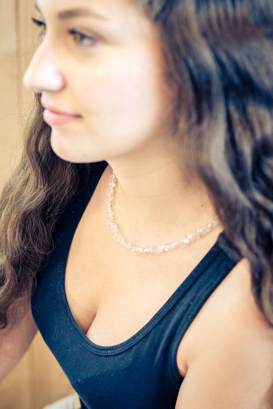 Rock crystal chip necklace | 45+5 cm extension chain | 925 silver