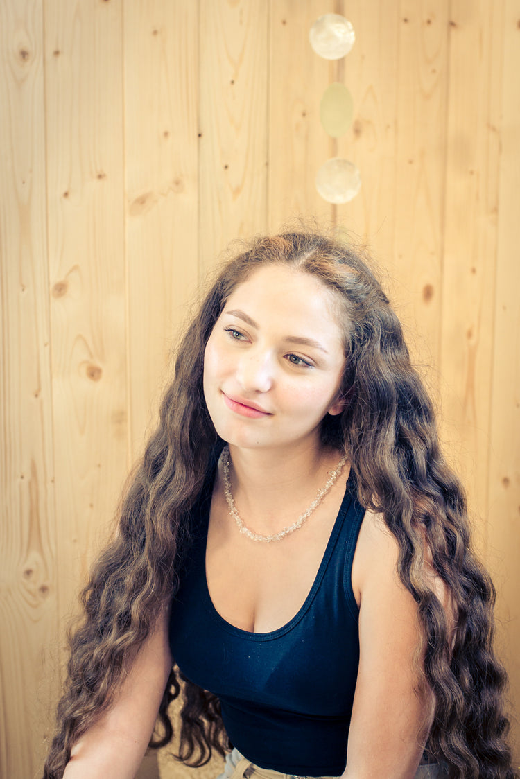 Rock crystal chip necklace | 45+5 cm extension chain | 925 silver