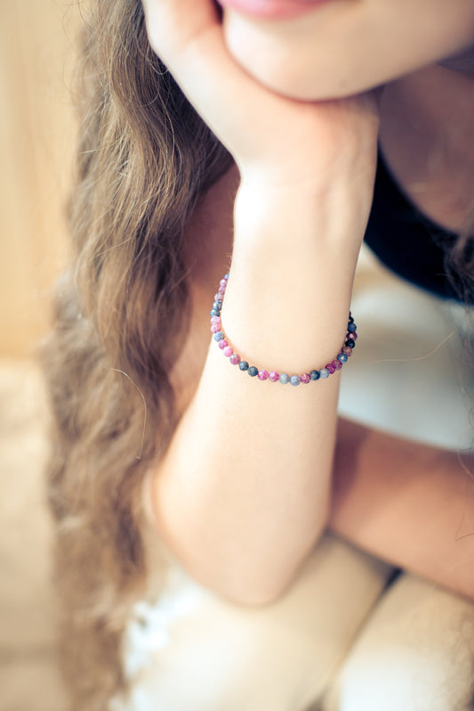 Ruby-Sapphire | High-quality ball bracelet | 4 mm