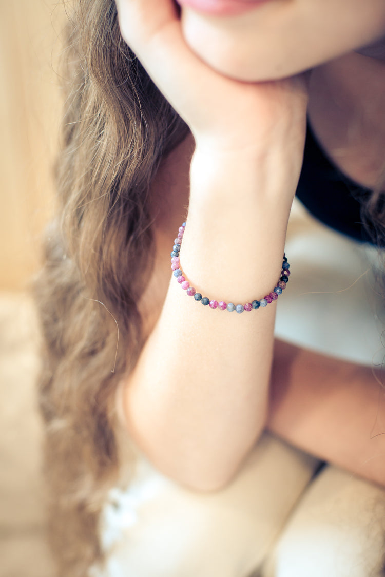 Rubin-Saphir | facettiertes Armband | 4 mm