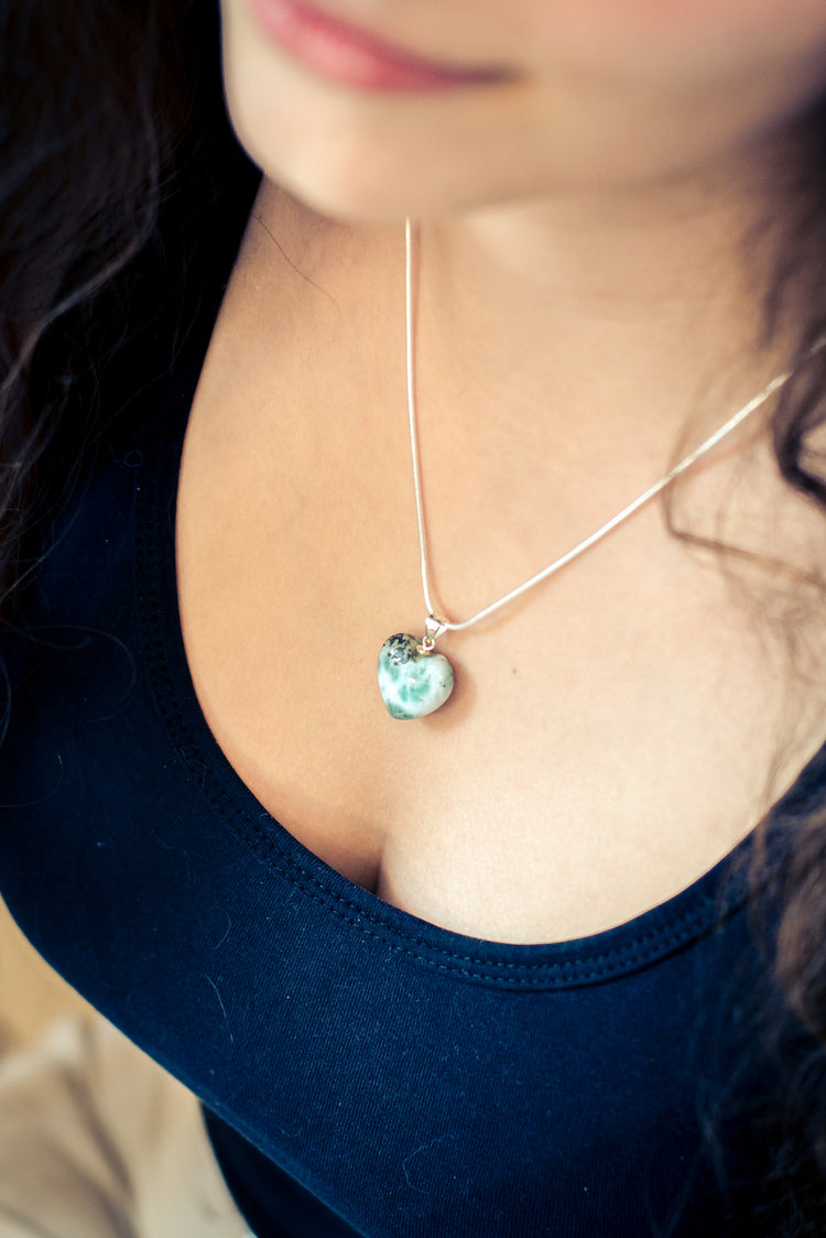 Larimar heart pendant | 925 silver eyelet