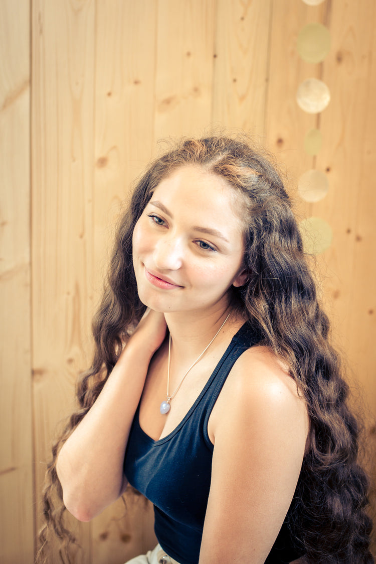 Chalcedony, blue heart pendant | in 2 sizes