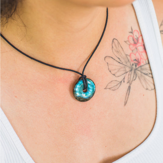 Labradorite Donut | 30mm pendant