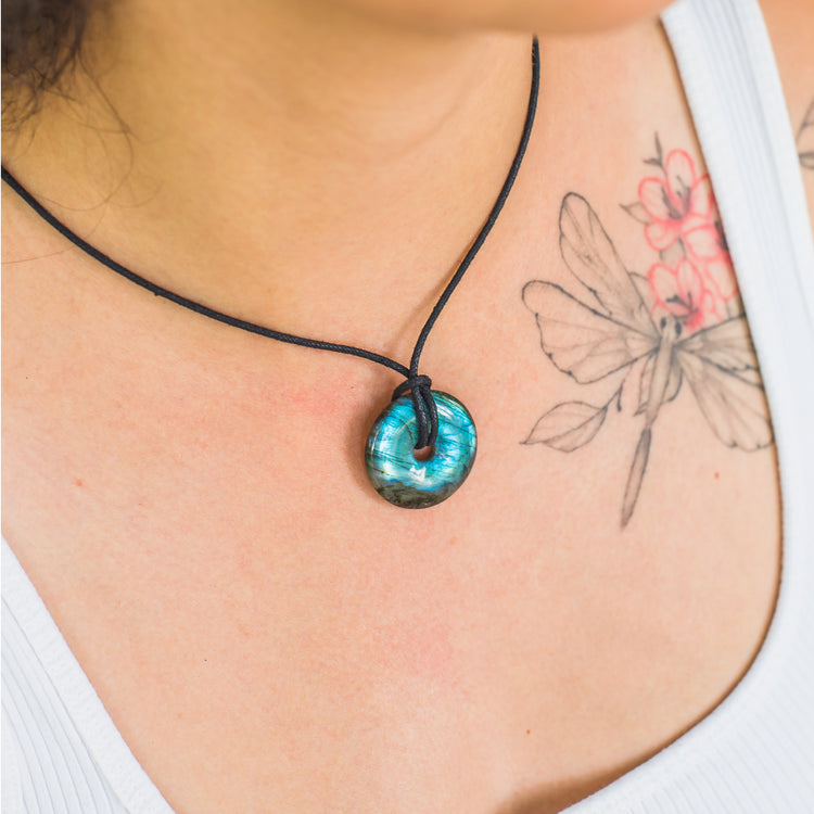 Labradorite Donut | 30mm pendant
