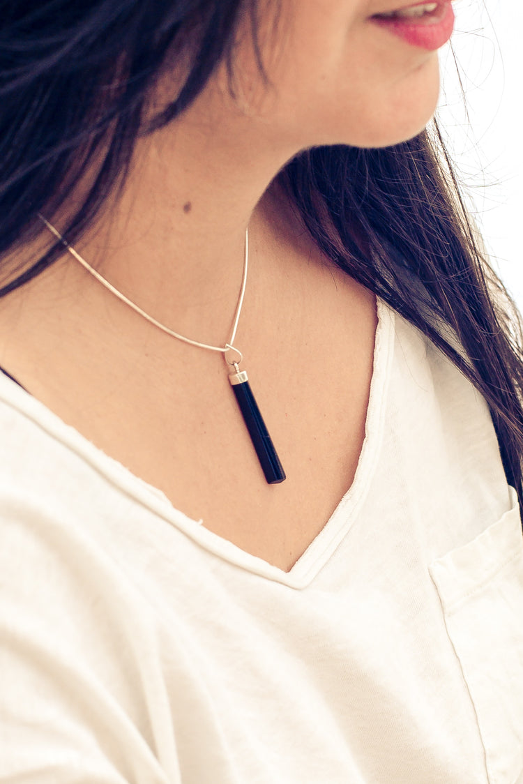 Tourmaline, black (schorl) polished tip | 3-4 cm