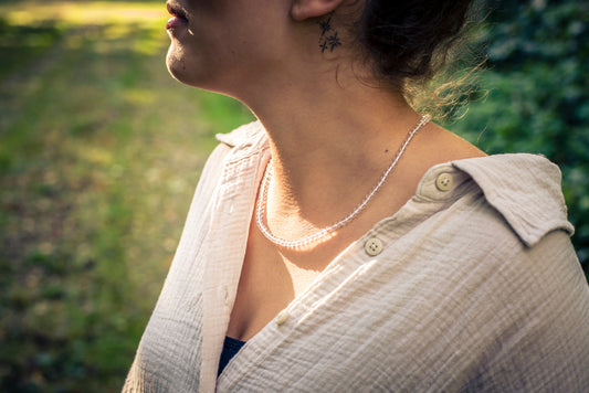 Rock crystal ball chain | Ø 4mm with 925 silver clasp | 45cm