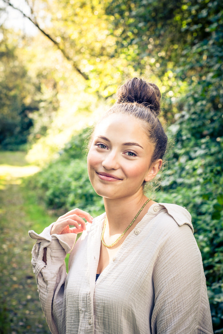 Peridot Kugelkette | Ø 4mm mit 925er Silber Verschluss | 45cm