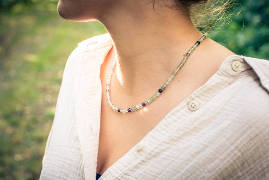 Fluorite, colorful ball chain | Ø 4mm with 925 silver clasp | 45cm