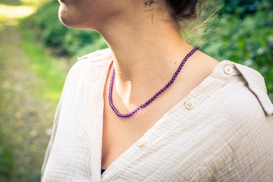 Amethyst | Ø 4mm with 925 silver clasp | 45cm
