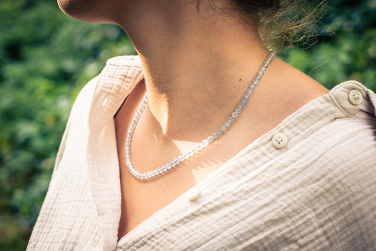 Aquamarine ball chain | Ø 4mm with 925 silver clasp | 45cm