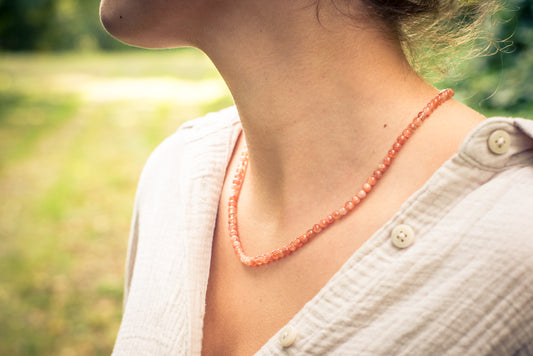 Sunstone ball chain | Ø 4mm with 925 silver clasp | 45cm