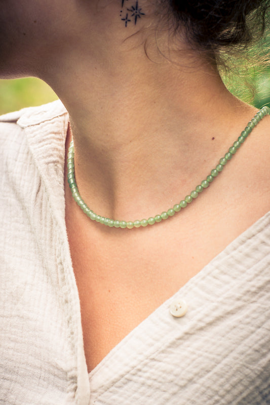 Aventurine, green | Ø 4mm with 925 silver clasp | 45cm