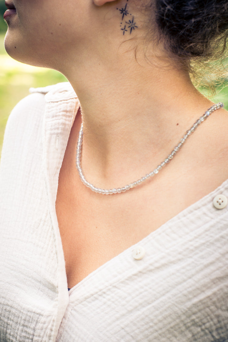 Labradorite bead chain | Ø 4mm with 925 silver clasp | 45cm
