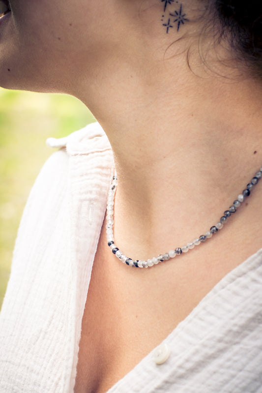 Tourmaline quartz ball chain | Ø 4mm with 925 silver clasp | 45cm