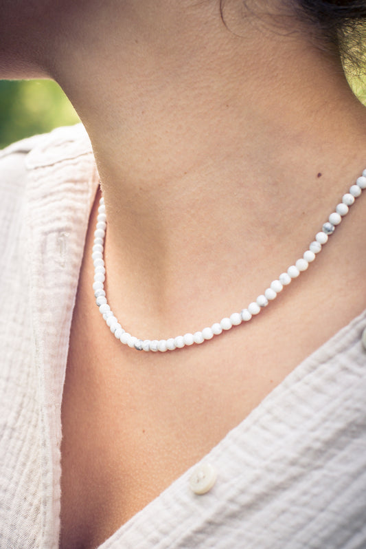 Magnesite ball chain | Ø 4mm with 925 silver clasp | 45cm