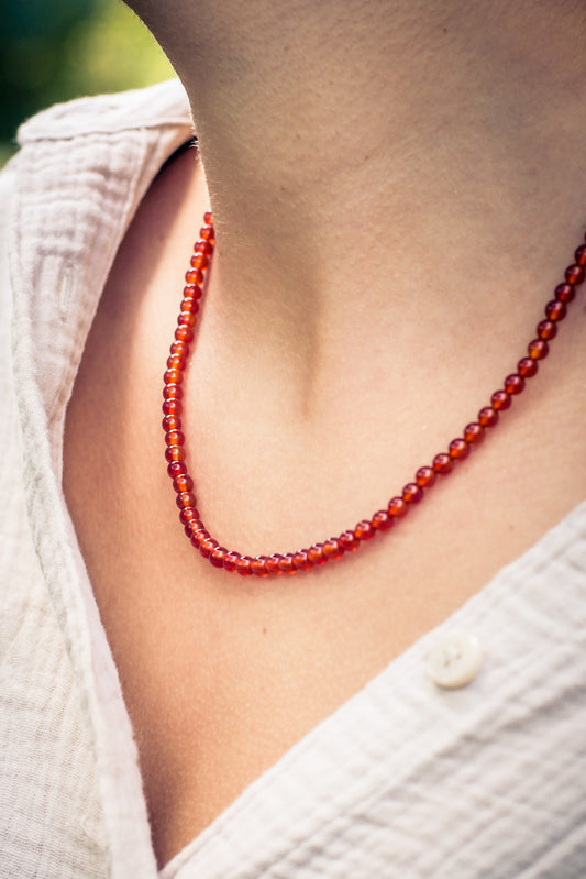 Carnelian ball chain | Ø 4mm with 925 silver clasp | 45cm