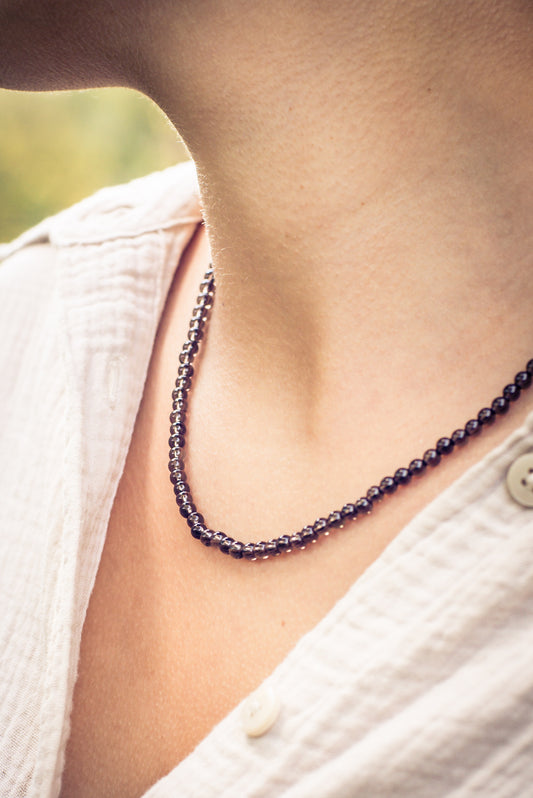 Smoky quartz ball chain | Ø 4mm with 925 silver clasp | 45cm