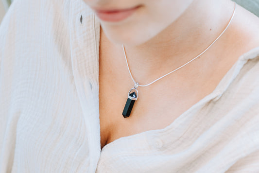 Tourmaline/Schorl | Double point, set | silver-colored eyelet