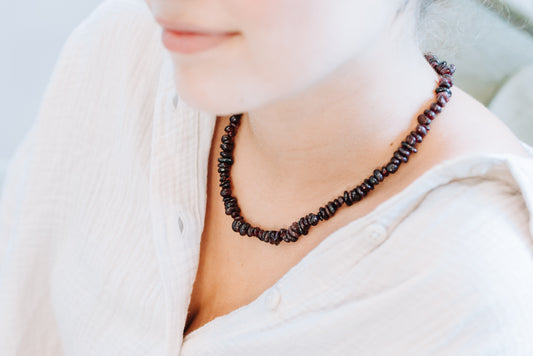 Garnet chip necklace | 45 cm + clasp
