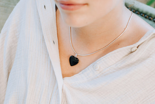 Obsidian, black heart pendant | 2x2 cm