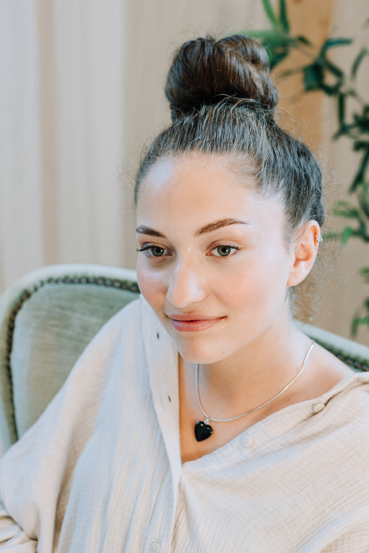 Obsidian, black heart pendant | 2x2 cm