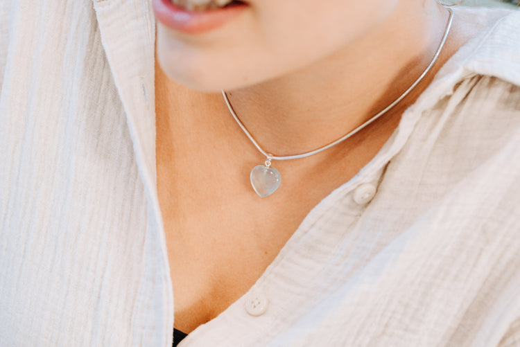 Aquamarine heart pendant | in 2 sizes | 925 silver eyelet