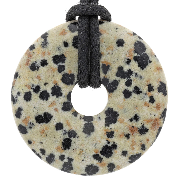 Dalmatian Stone (Aplit) Donut | 30 mm Pendant + Cotton Cord