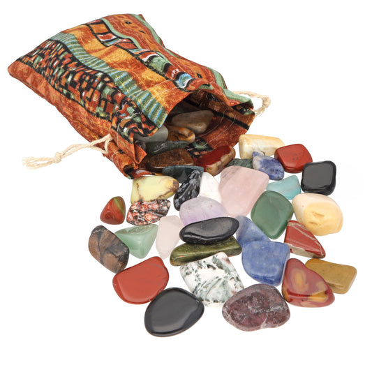 Colorful tumbled stone mix | With colorful bag | Size L