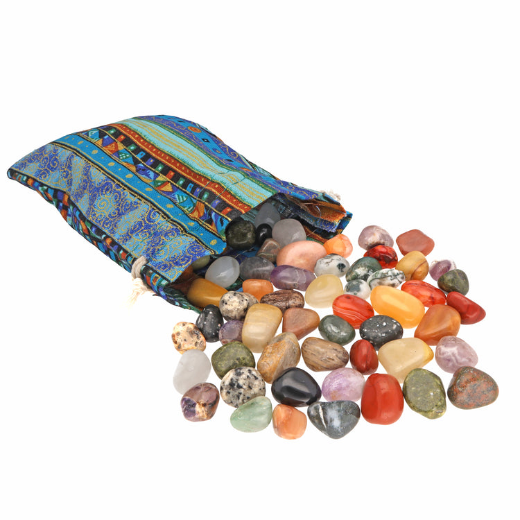 Colorful tumbled stone mix | With colorful bag | Size M