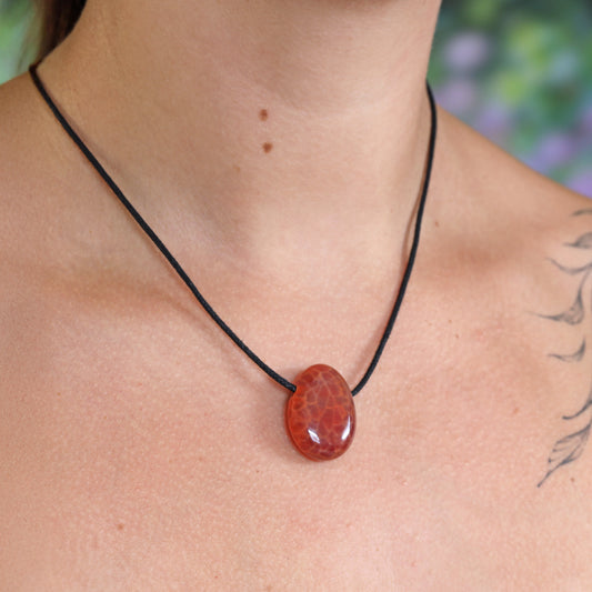 Fire agate drop pendant