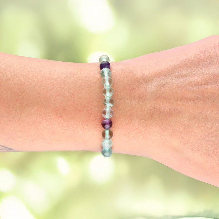 Fluorit, bunt Kugelarmband | 6 mm