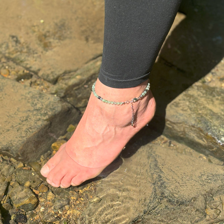 Fluorite, colorful anklet | 4mm