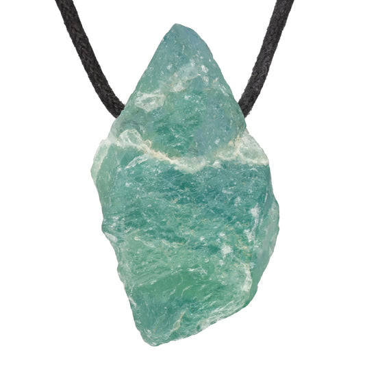 Fluorite, green rough stone pendant
