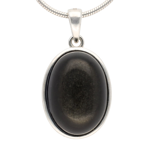 Goldobsidian Anhänger (oval) in Silber gefasst