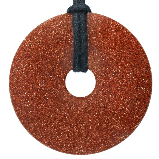 Goldstone Donut | 40 mm pendant + cotton cord