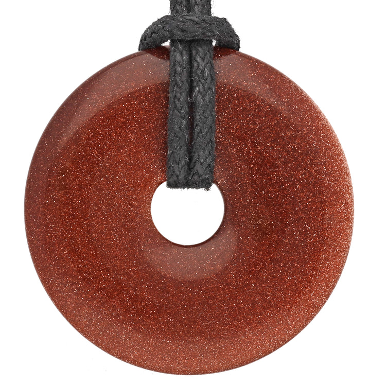 Goldstone Donut | 30 mm pendant + cotton cord