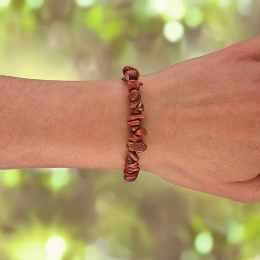 Goldstone chip bracelet