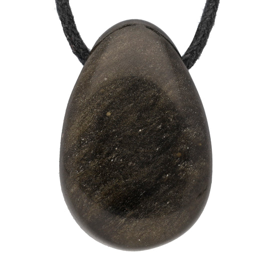 Gold obsidian drop pendant