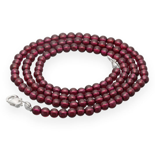 Granate spherical chain | Ø 4mm with silver closure | 45cm