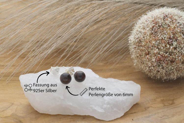 Granat Ohrstecker 6 mm | 925er Silber