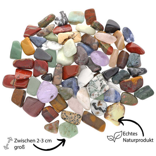 Colorful tumbled stone mix | With colorful bag | Size L